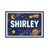 Shirley Name Art - Space Explorers personalized wall print for kids