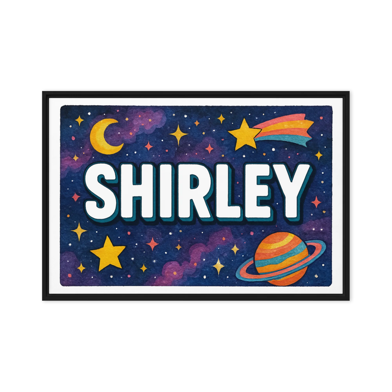 Shirley Name Art - Space Explorers personalized wall print for kids