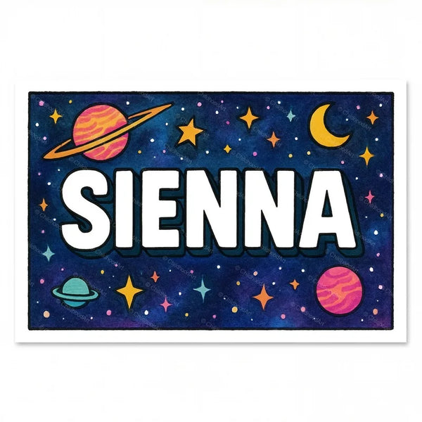 Sienna Name Art - Space Explorers Personalized Wall Art