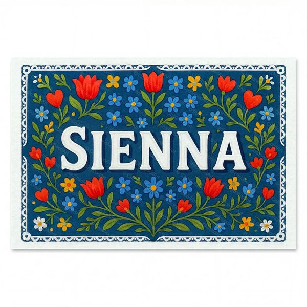 Sienna Name Art - Floral Farmhouse Personalized Wall Art