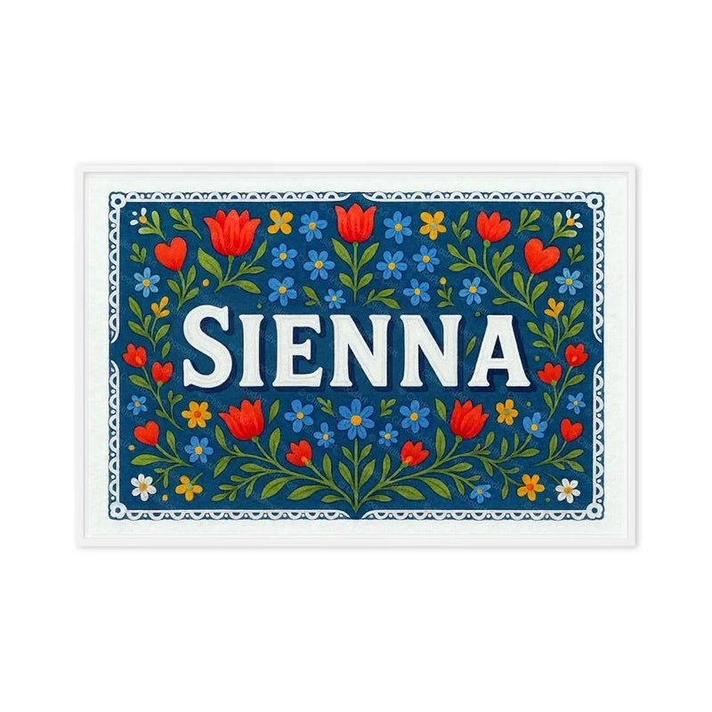 Sienna Name Art - Floral Farmhouse personalized wall print for kids