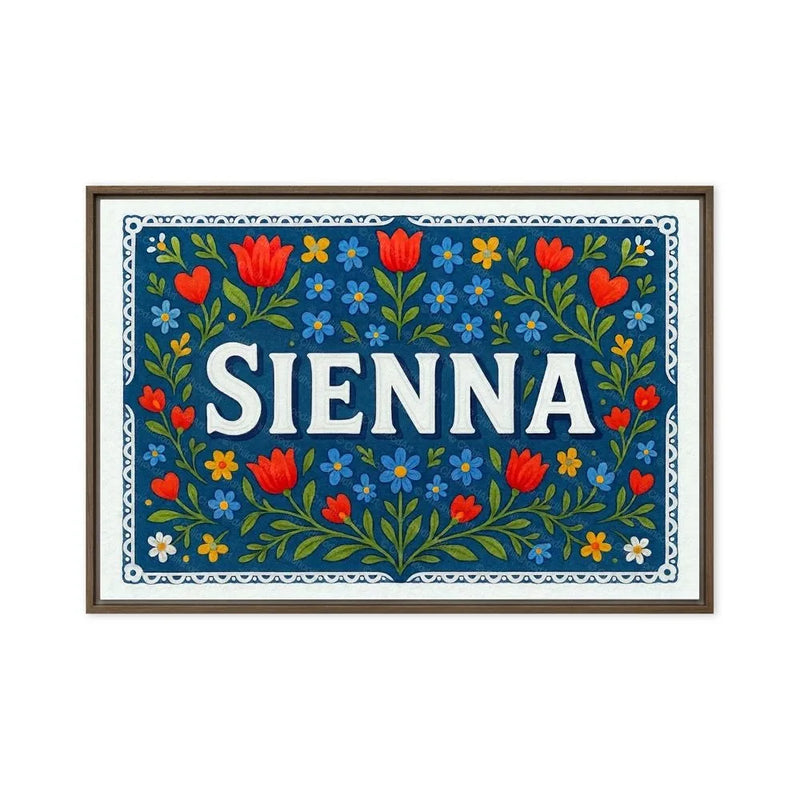 Sienna Name Art - Floral Farmhouse personalized wall print for kids