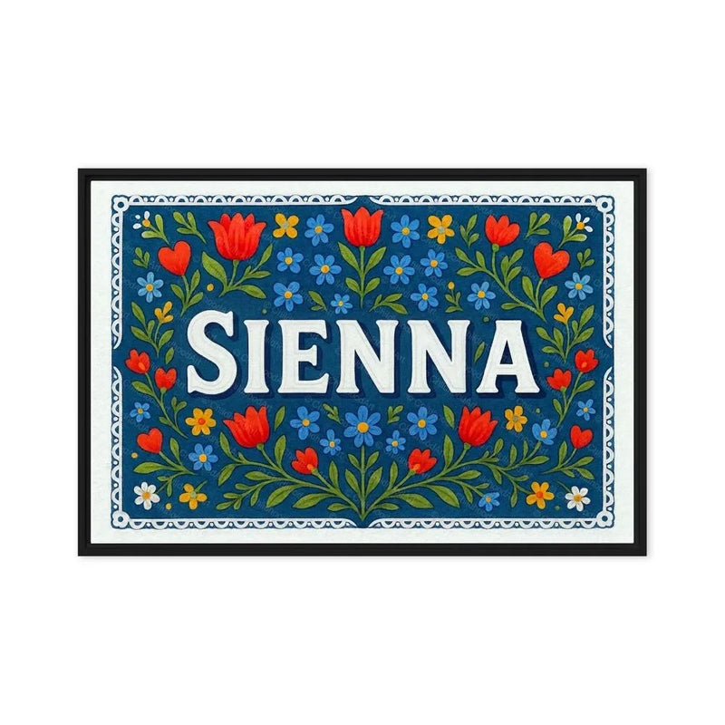 Sienna Name Art - Floral Farmhouse personalized wall print for kids