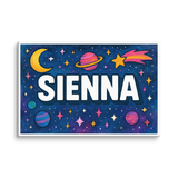 Sienna Name Art - Space Explorers personalized wall print for kids