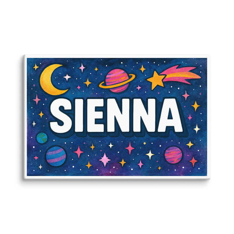 Sienna Name Art - Space Explorers personalized wall print for kids