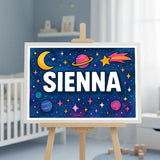 Sienna Name Art - Space Explorers personalized wall print for kids