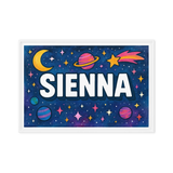 Sienna Name Art - Space Explorers personalized wall print for kids