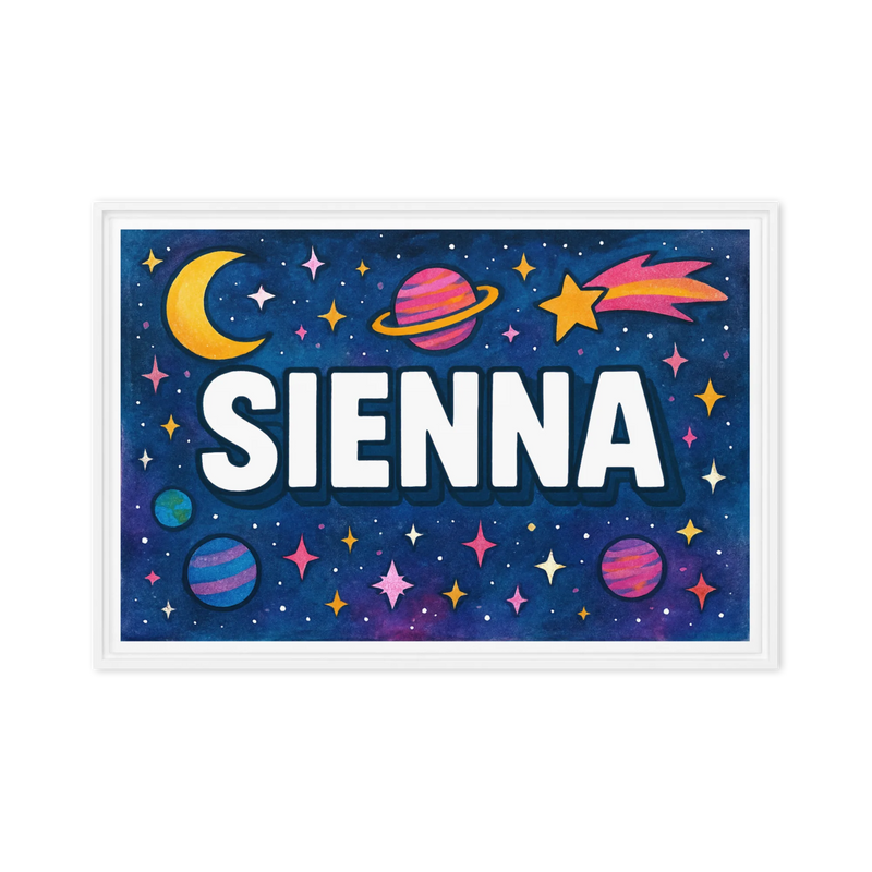 Sienna Name Art - Space Explorers personalized wall print for kids