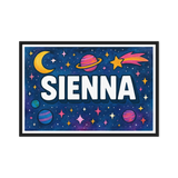 Sienna Name Art - Space Explorers personalized wall print for kids