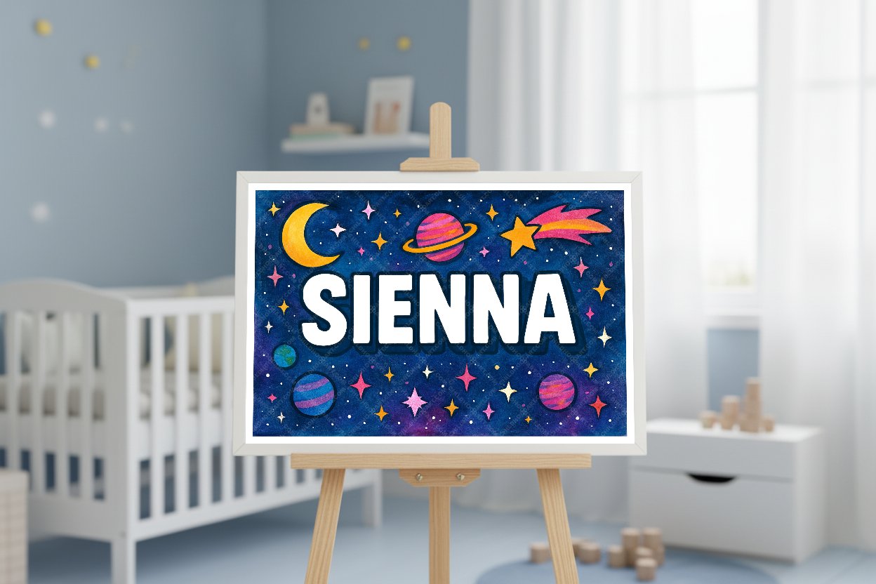 Personalized space name art for Sienna