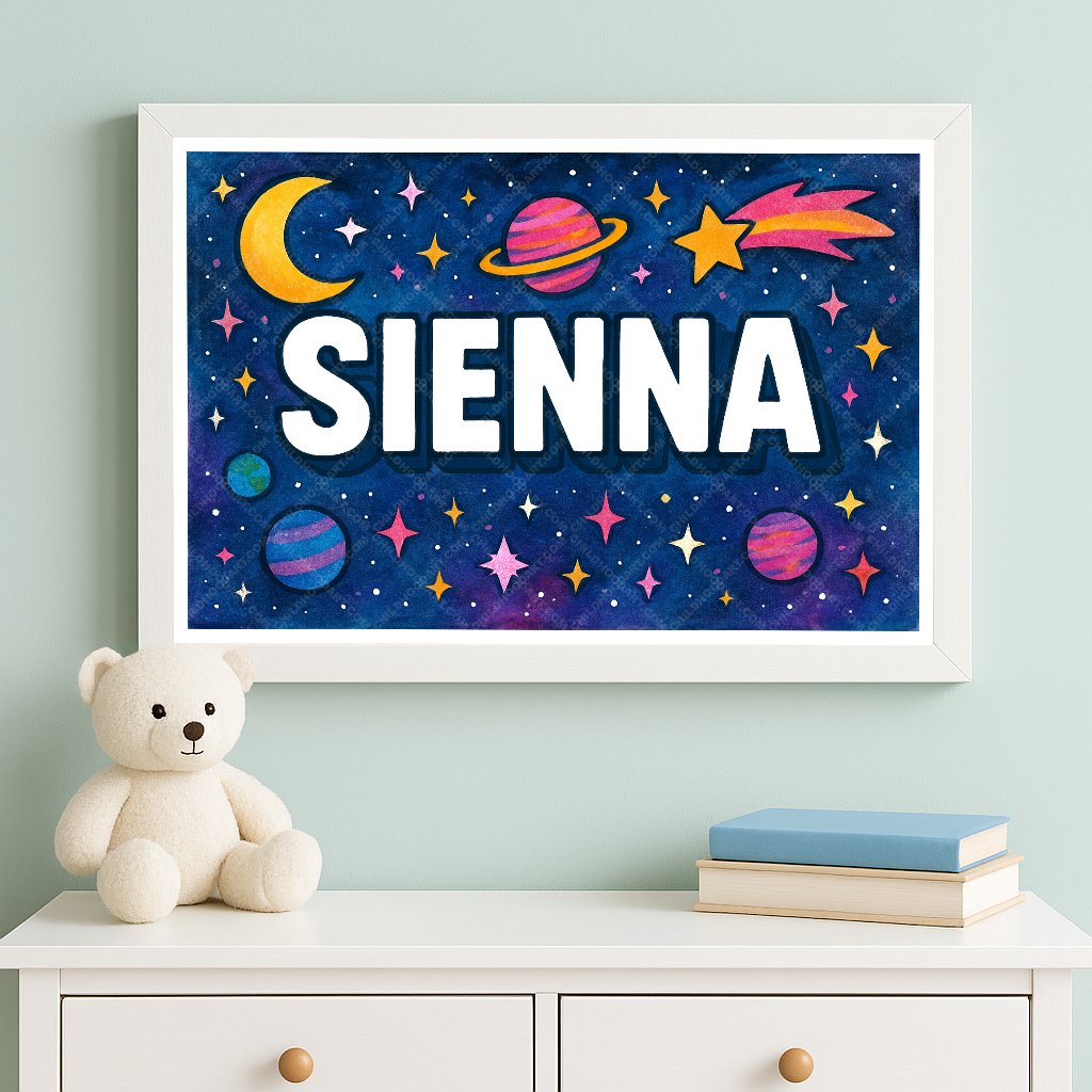 Personalized space name art for Sienna