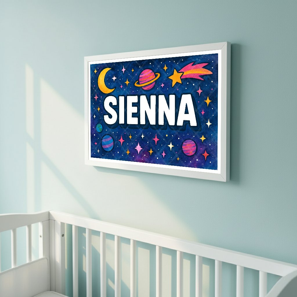 Personalized space name art for Sienna