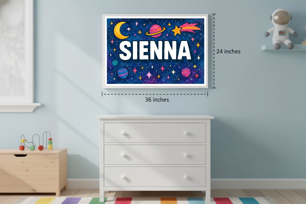 Personalized space name art for Sienna