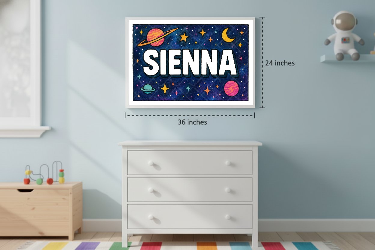 Personalized space name art for Sienna