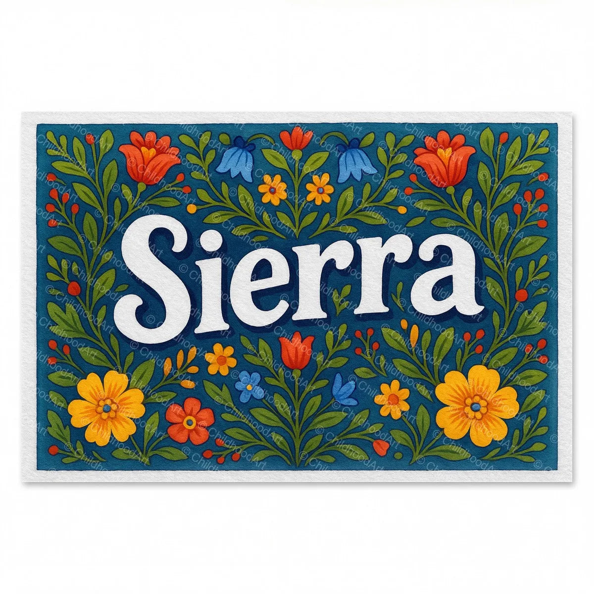 Sierra Floral Farmhouse Name Art - Full size image