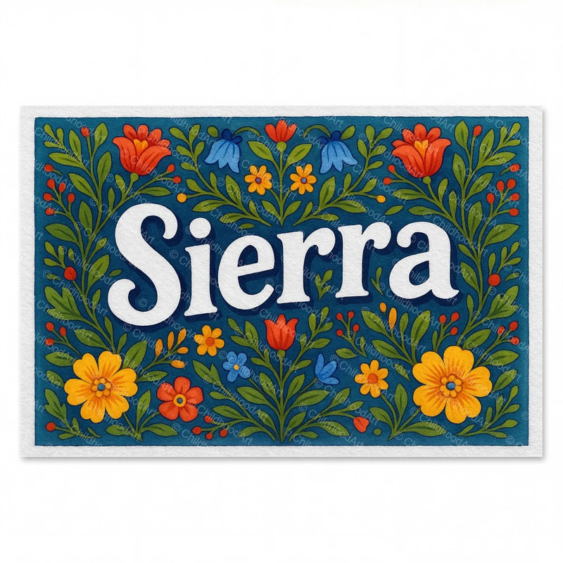 Calm personalized name art for Sierra