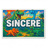 Sincere Name Art - Dinosaur Adventure personalized wall print for kids