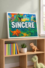 Sincere Name Art - Dinosaur Adventure personalized wall print for kids