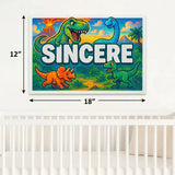 Sincere Name Art - Dinosaur Adventure personalized wall print for kids