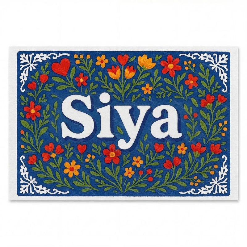 Siya Name Art - Floral Farmhouse personalized wall print for kids