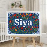 Siya Name Art - Floral Farmhouse personalized wall print for kids
