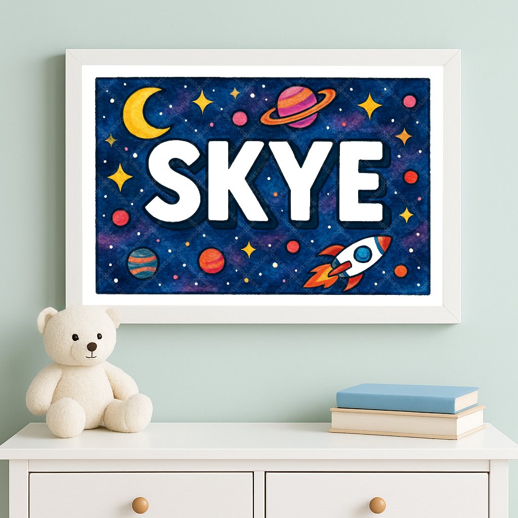 Personalized space name art for Skye