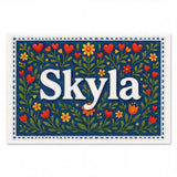 Skyla Name Art - Floral Farmhouse personalized wall print for kids