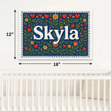Skyla Name Art - Floral Farmhouse personalized wall print for kids