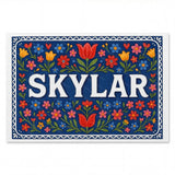 Skylar Name Art - Floral Farmhouse personalized wall print for kids