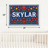 Skylar Name Art - Floral Farmhouse personalized wall print for kids