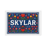 Skylar Name Art - Floral Farmhouse personalized wall print for kids