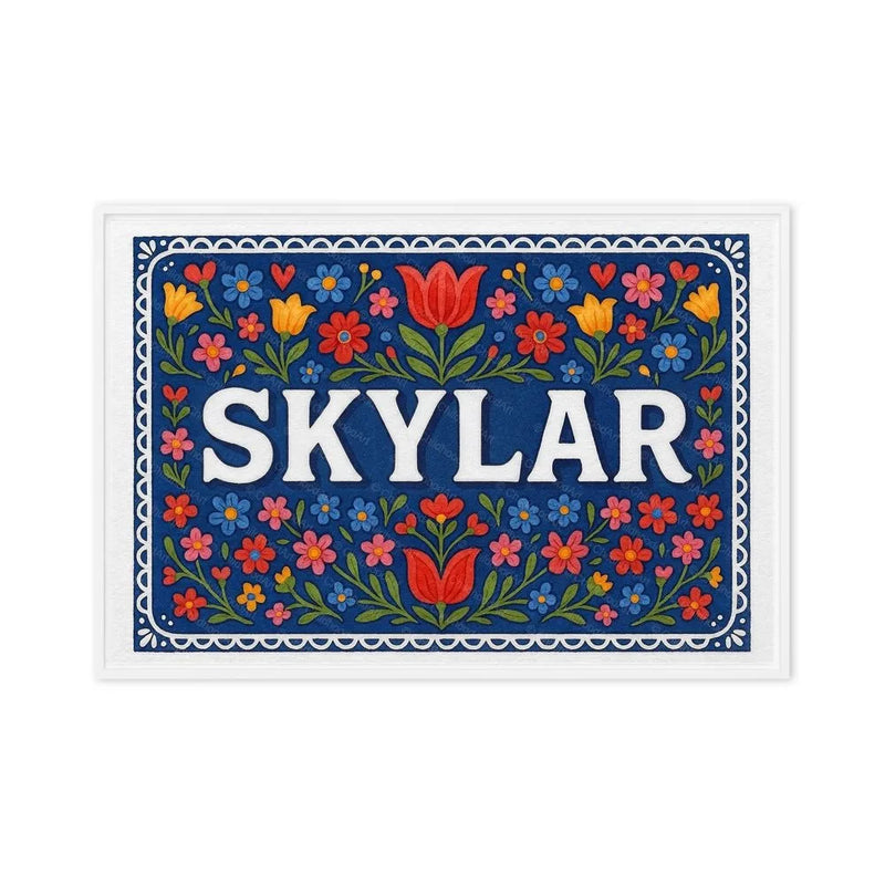 Skylar Name Art - Floral Farmhouse personalized wall print for kids