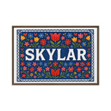 Skylar Name Art - Floral Farmhouse personalized wall print for kids