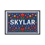 Skylar Name Art - Floral Farmhouse personalized wall print for kids