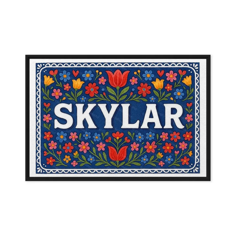 Skylar Name Art - Floral Farmhouse personalized wall print for kids