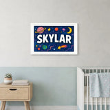 Skylar Name Art - Space Explorers personalized wall print for kids