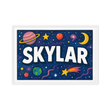 Skylar Name Art - Space Explorers personalized wall print for kids