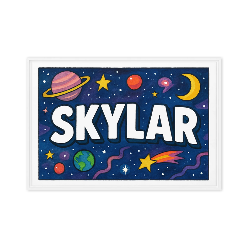 Skylar Name Art - Space Explorers personalized wall print for kids