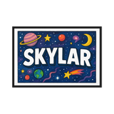 Skylar Name Art - Space Explorers personalized wall print for kids