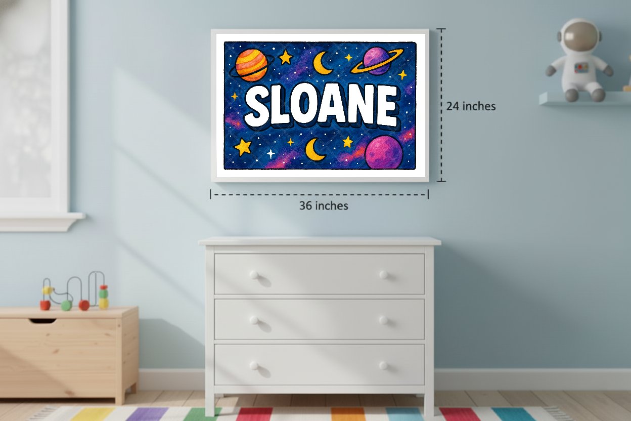 Personalized space name art for Sloane