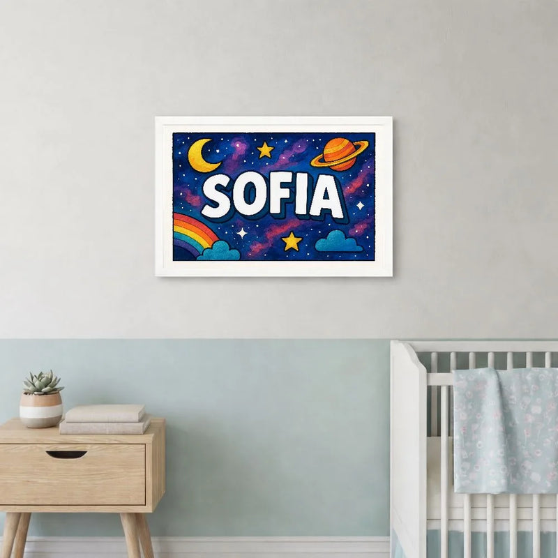Sofia Name Art - Space Explorers personalized wall print for kids
