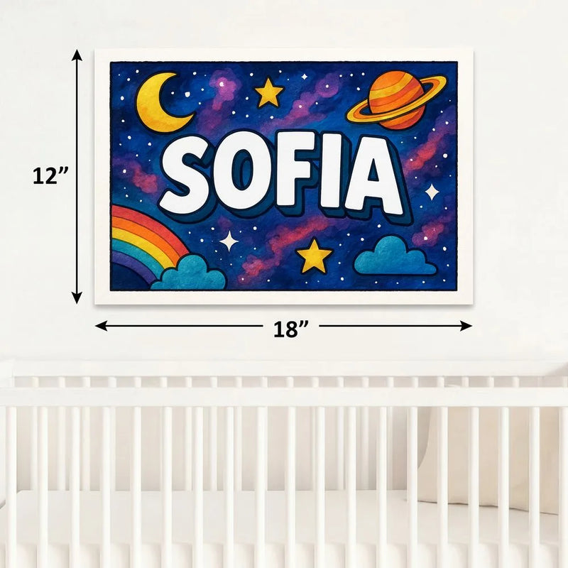 Sofia Name Art - Space Explorers personalized wall print for kids
