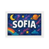 Sofia Name Art - Space Explorers personalized wall print for kids
