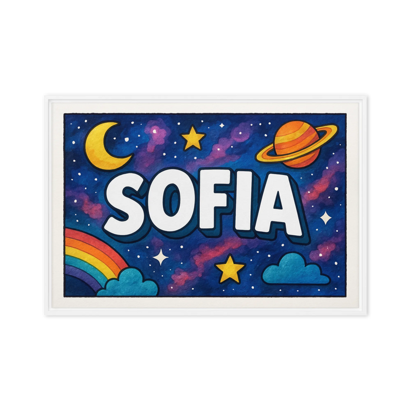 Sofia Name Art - Space Explorers personalized wall print for kids