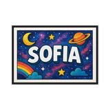 Sofia Name Art - Space Explorers personalized wall print for kids
