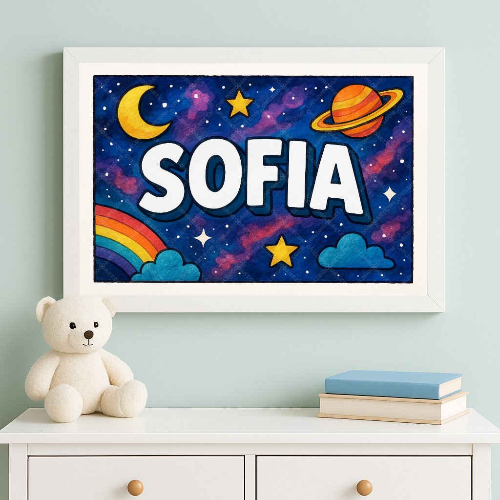 Personalized space name art for Sofia
