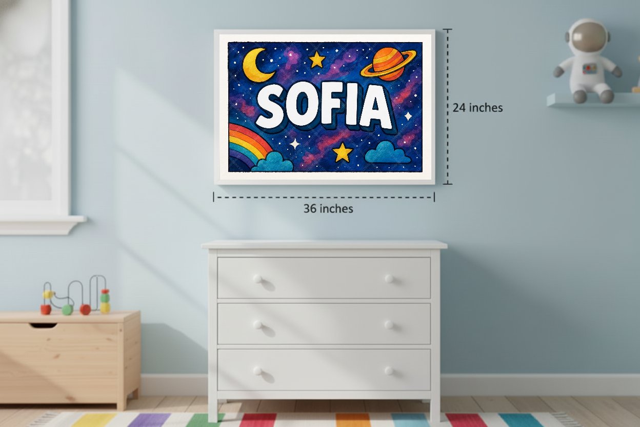 Personalized space name art for Sofia
