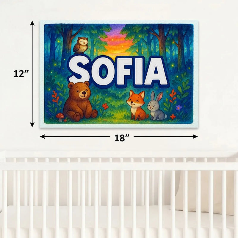 Sofia Name Art - Forest Friends personalized wall print for kids