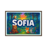 Sofia Name Art - Forest Friends personalized wall print for kids