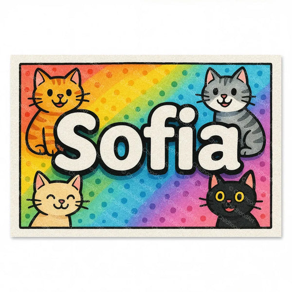 Sofia Colorful Cats Name Art